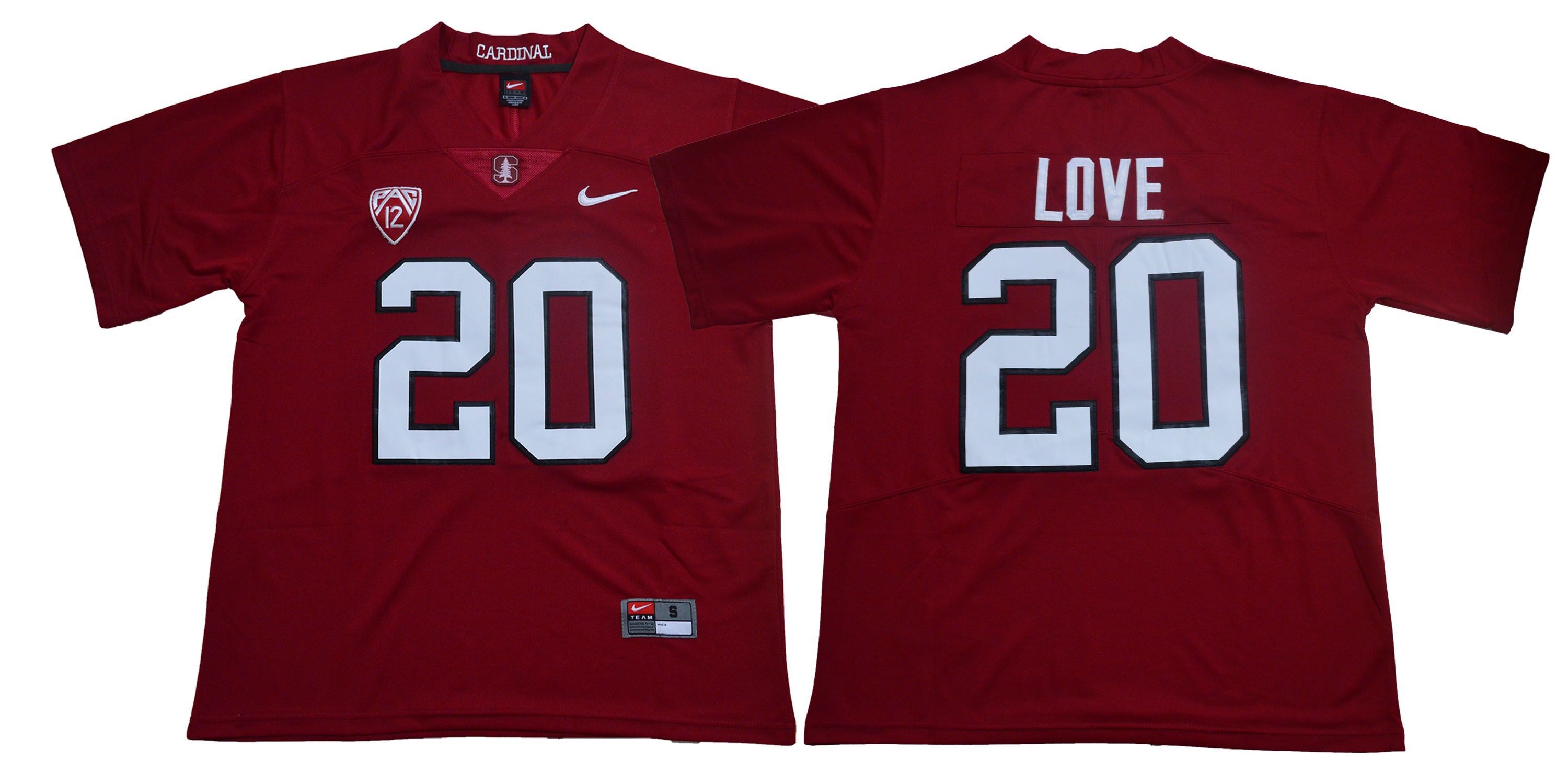 Men Stanford Cardinals #20 Love Red Nike NCAA Jerseys